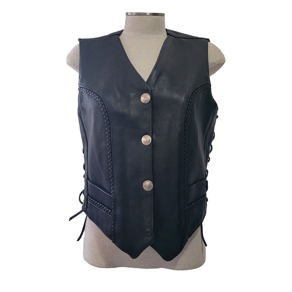 Legendary USA 'Vikla Chikla' Style Braided Leather Motorcycle Vest Womes's sz M